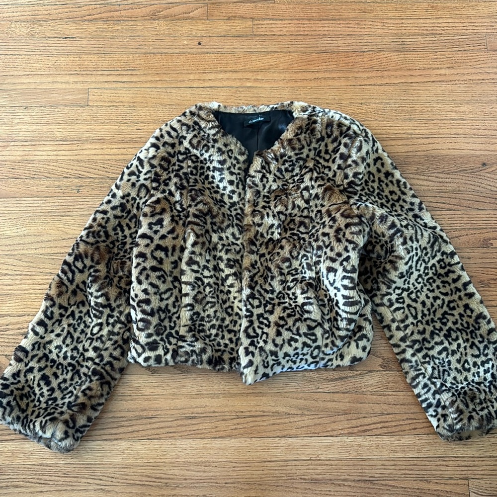 Elyse Walker Leopard Faux Fur Jacket